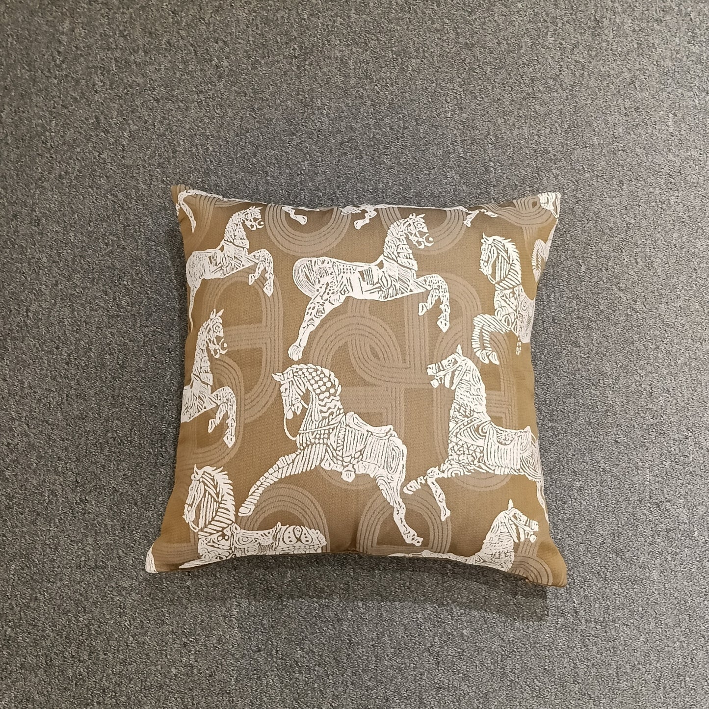 Jacquard Horse Print Cushion Cover, Backside In Plain