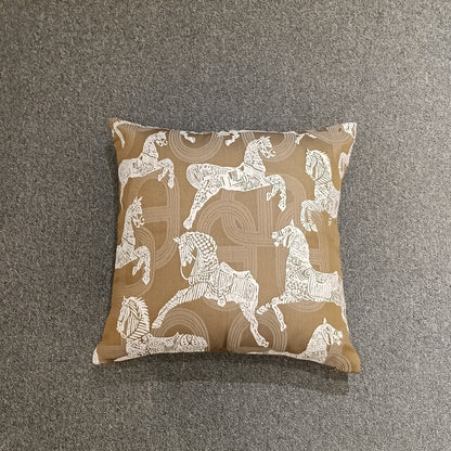 Jacquard Horse Print Cushion Cover, Backside In Plain