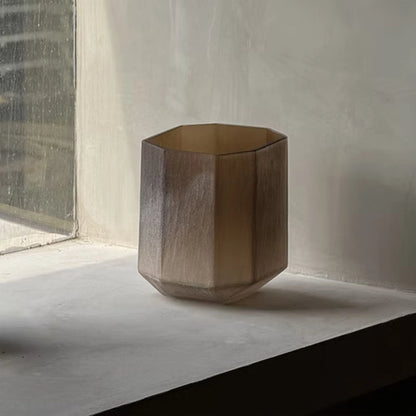 Grey Brown Sand Glass Vase with Elegant Crackle Design