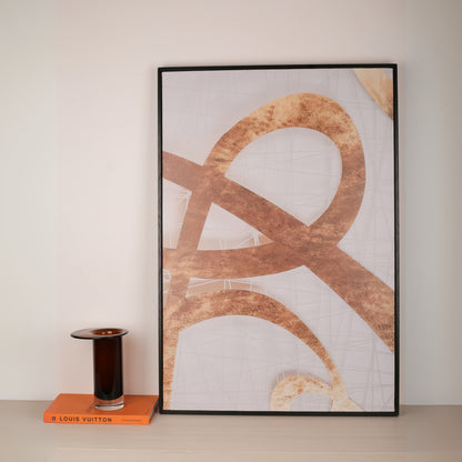 Abstract Golden and White Canvas Painting