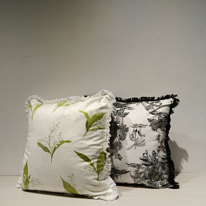Jacquard B/W Cushion Cover, Backside In Plain