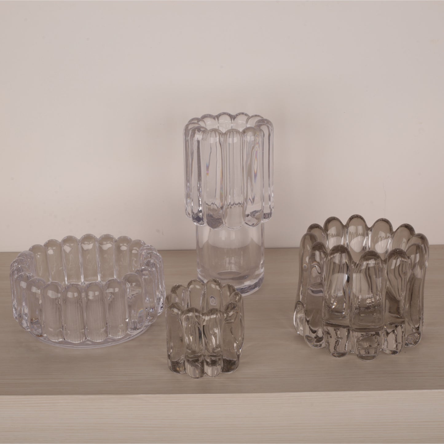 Clear Handmade Glass Petal Shape Bowl