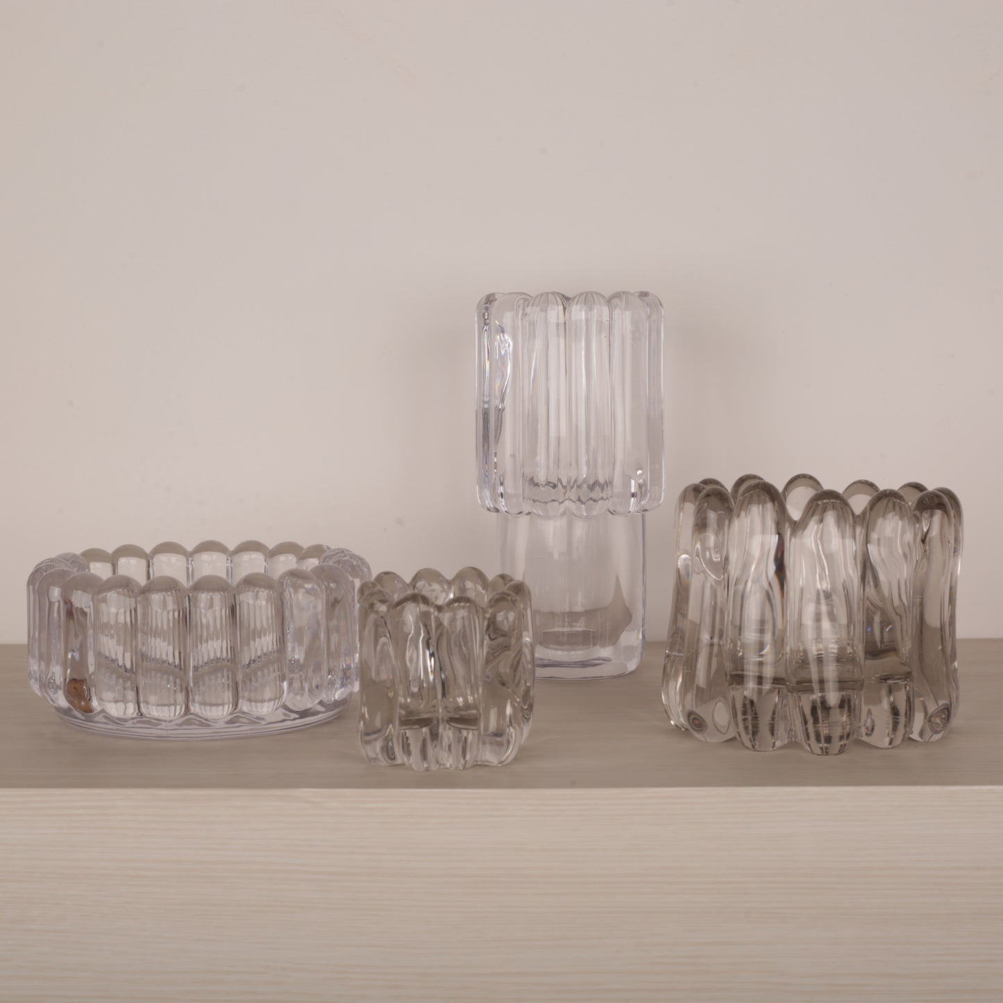 Clear Handmade Glass Petal Shape Bowl
