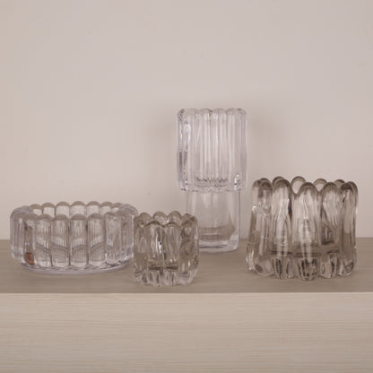 Clear Handmade Glass Petal Shape Bowl