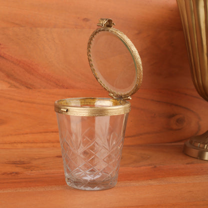 Brass Carved Border Glass Jar