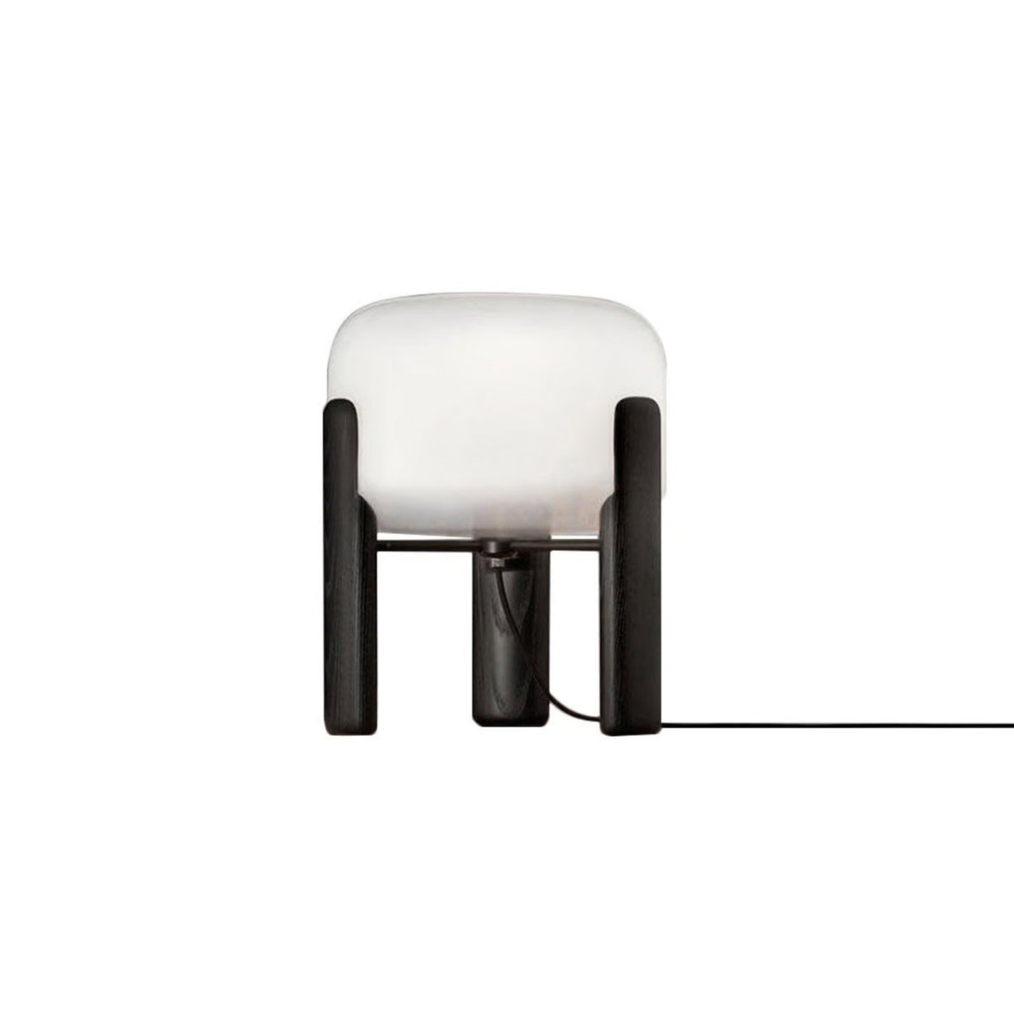 White Glass Tripod Wooden Base Modern Table Lamp