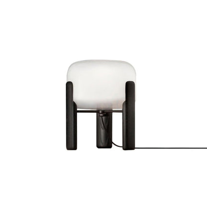 White Glass Tripod Wooden Base Modern Table Lamp