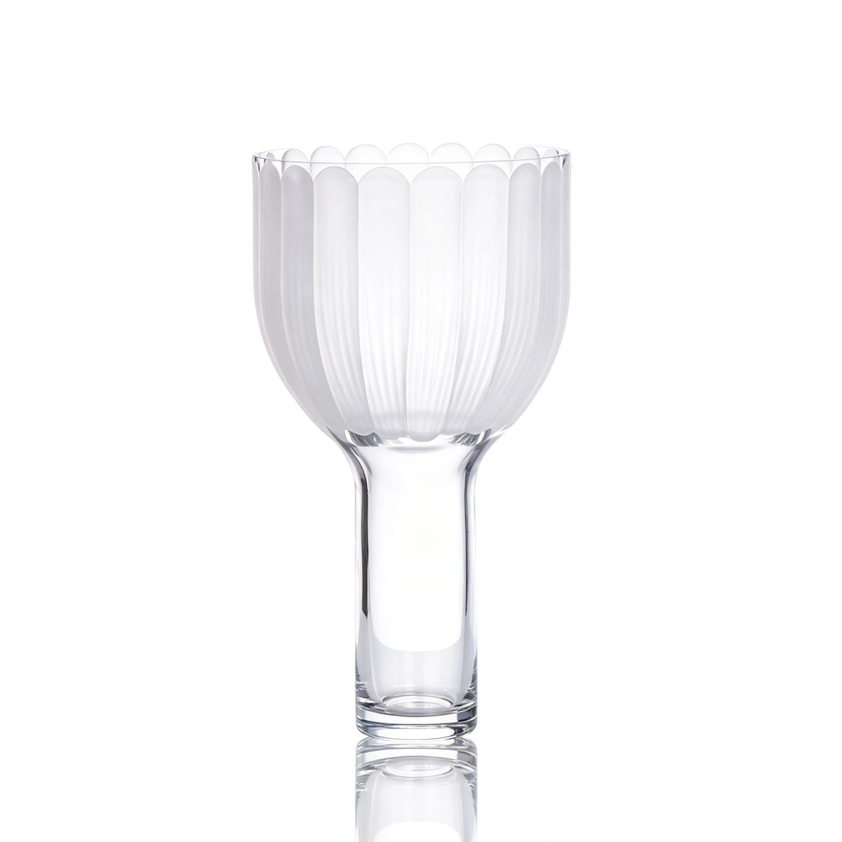 Handmade Frosted Goblet Shape Textured White Decorative Flower Glass Vase