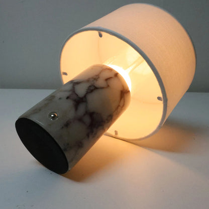 Marble Table Lamp with Fabric Shade