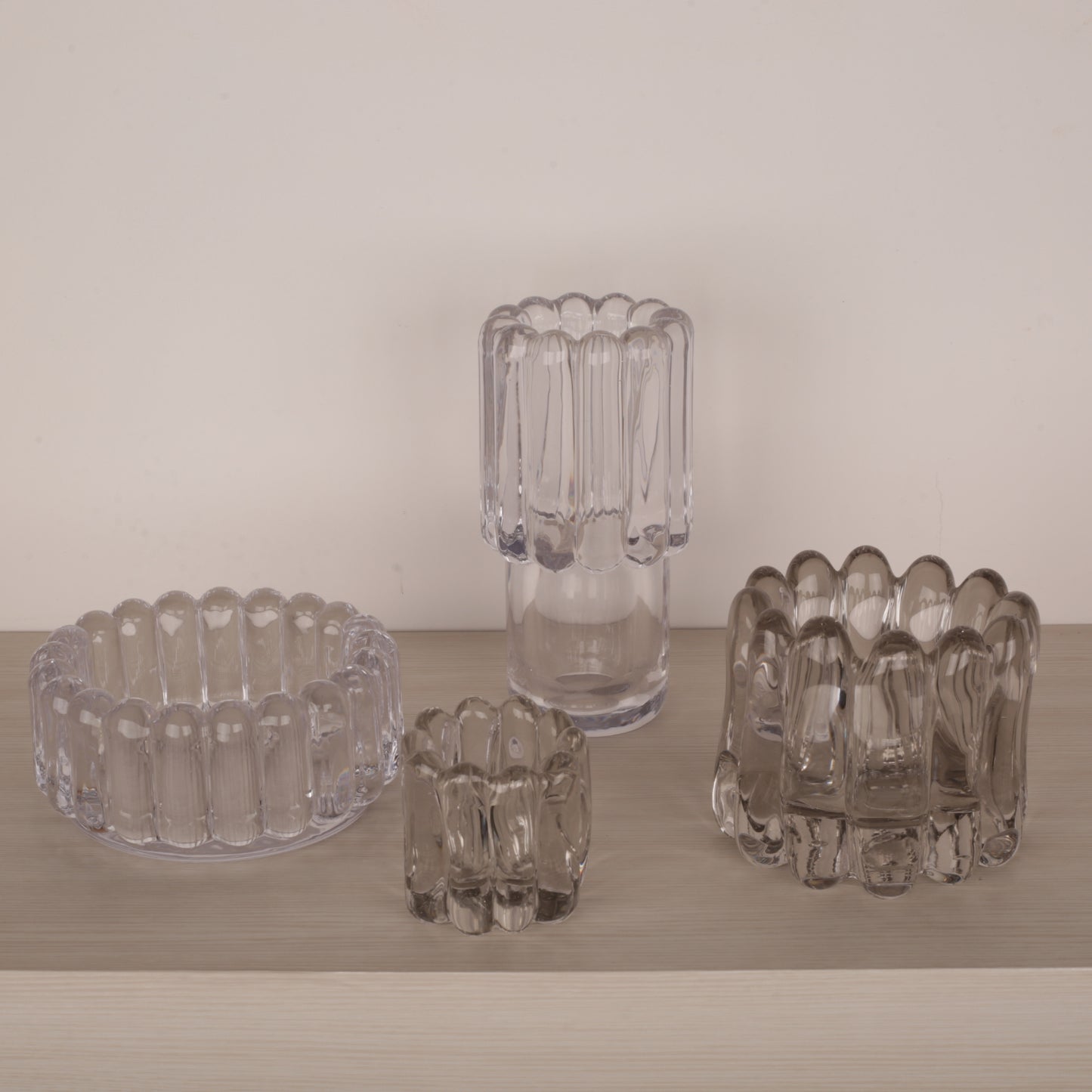 Clear Handmade Glass Petal Shape Bowl