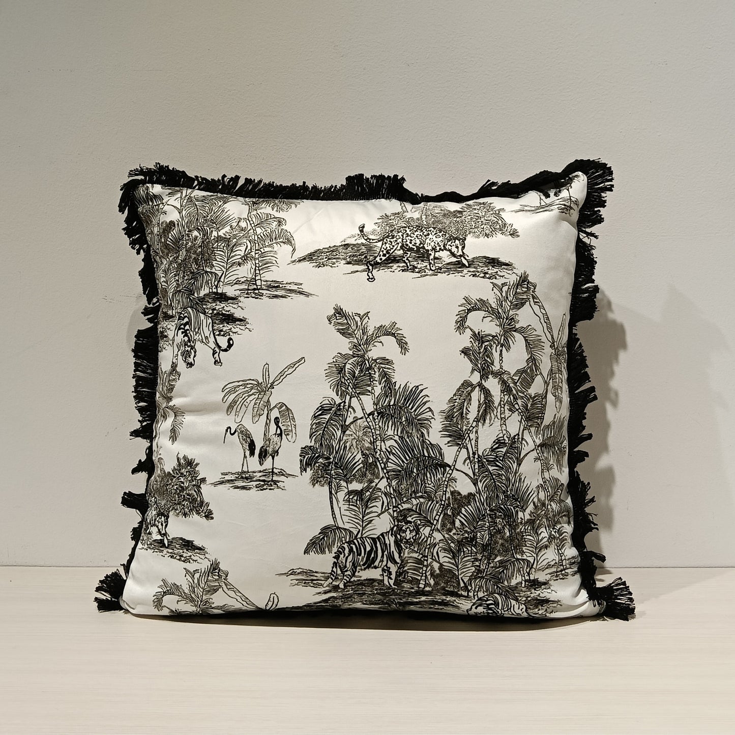 Jacquard B/W Cushion Cover, Backside In Plain