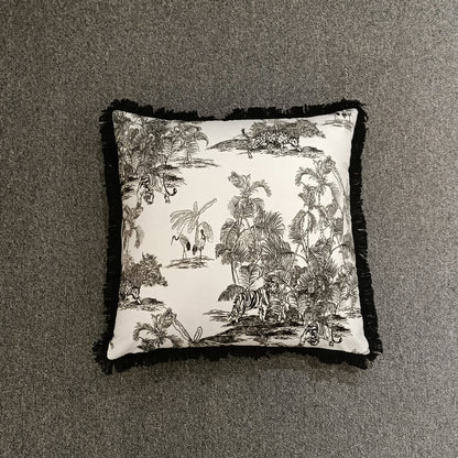 Jacquard B/W Cushion Cover, Backside In Plain