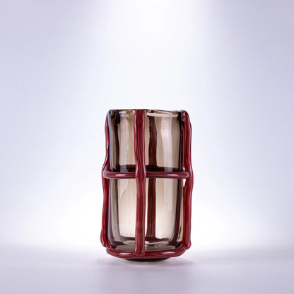 Cylindrical Crystal Clear Handmade Glass Vase