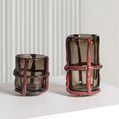 Cylindrical Crystal Clear Handmade Glass Vase