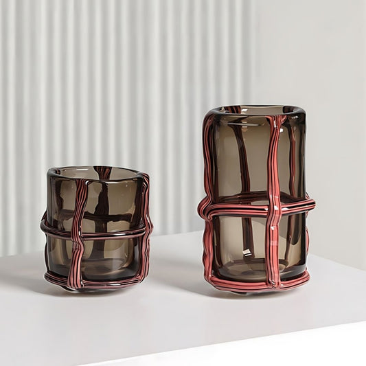 Cylindrical Crystal Clear Handmade Glass Vase