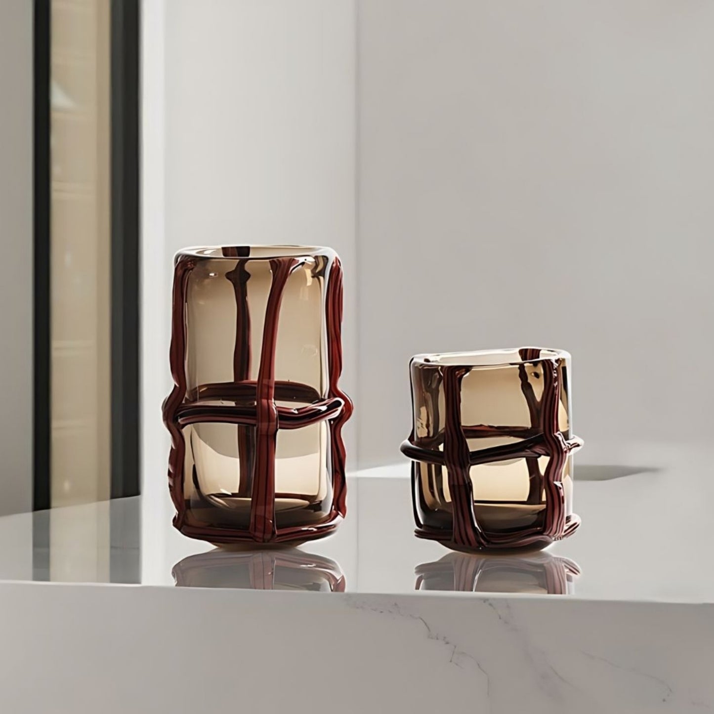 Cylindrical Crystal Clear Handmade Glass Vase