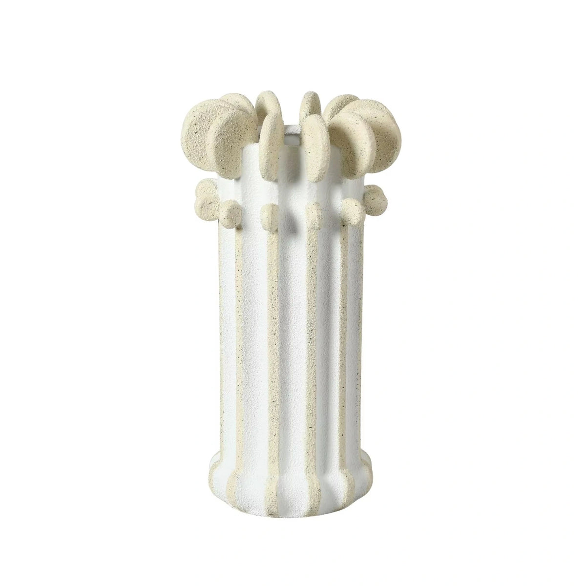 Disc Design White Sand Flower Vase