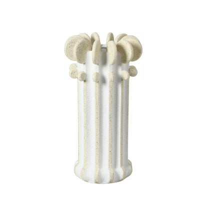 Disc Design White Sand Flower Vase