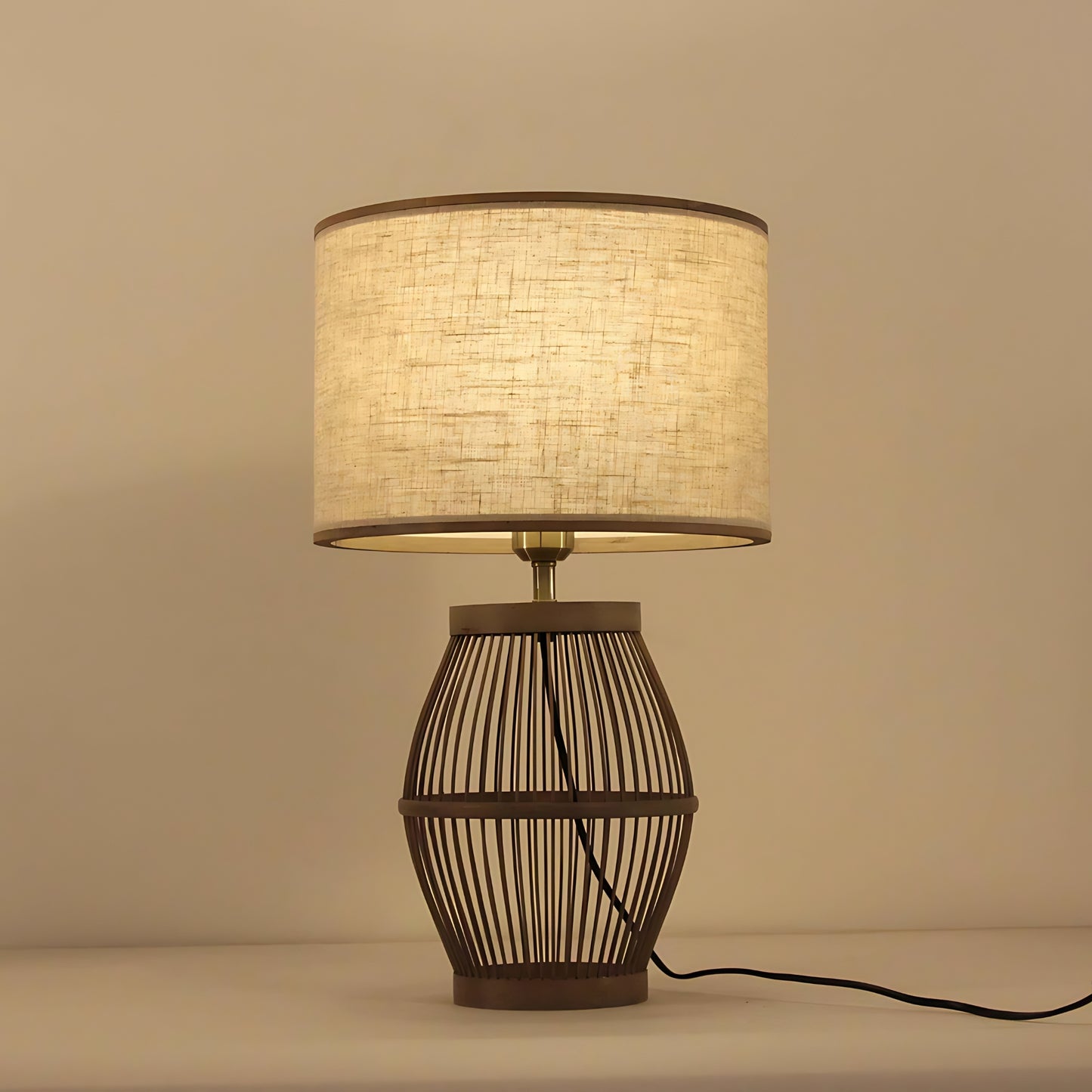 Jute Shade Black Base Table Lamp