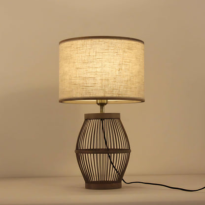 Jute Shade Black Base Table Lamp
