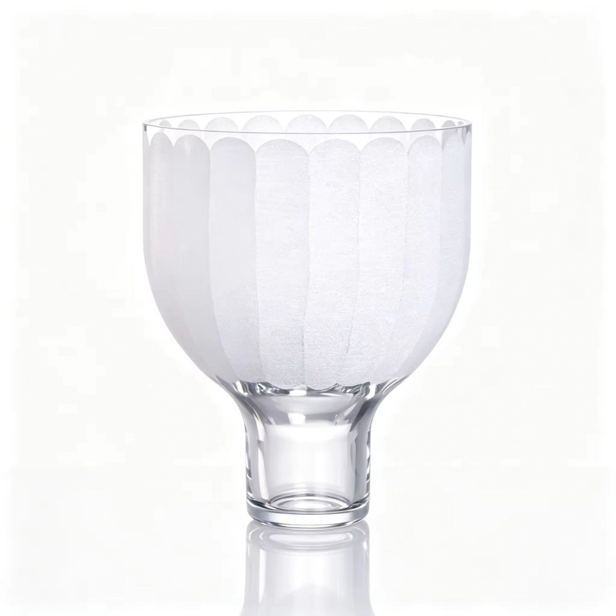 Handmade Frosted Goblet Shape Textured White Decorative Flower Glass Vase