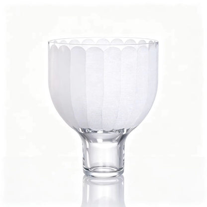 Handmade Frosted Goblet Shape Textured White Decorative Flower Glass Vase