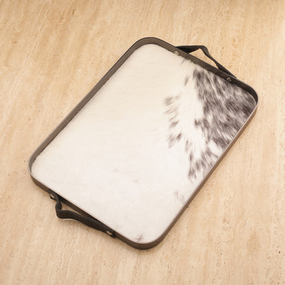 Horse Hair Tray with Metal Frame Leather Handle