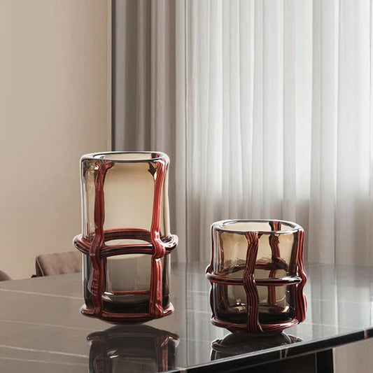 Cylindrical Crystal Clear Handmade Glass Vase