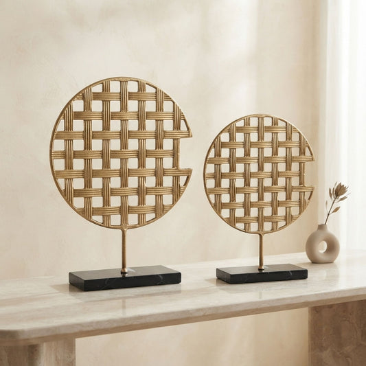 Golden Grid Screen Decorative Ornament