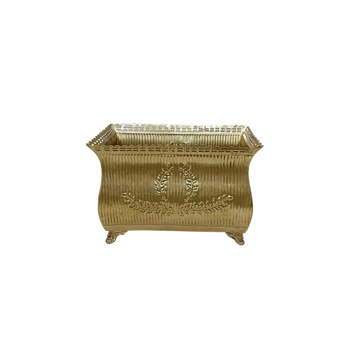 Brass Finish Carved Design Planter (Big, Small)