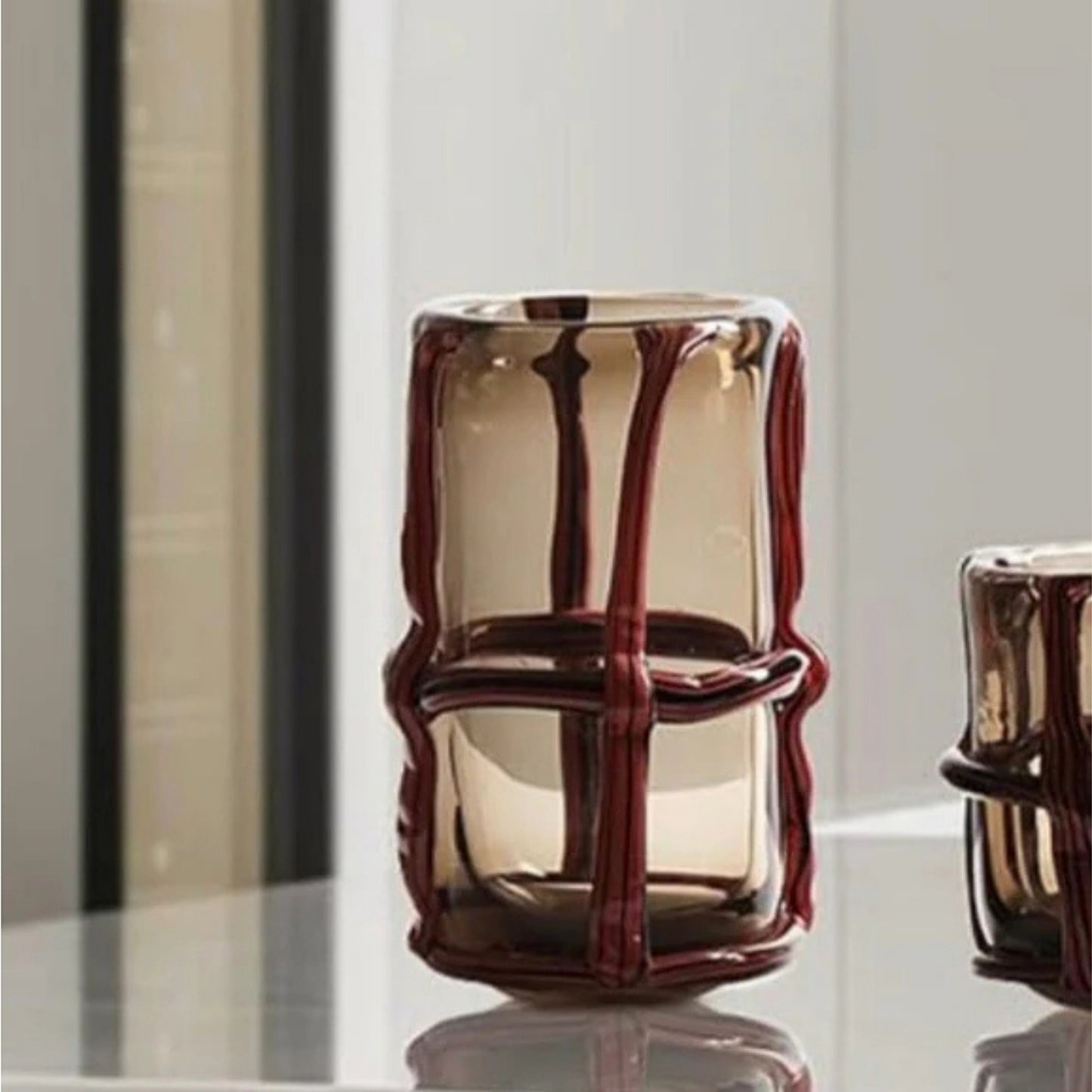 Cylindrical Crystal Clear Handmade Glass Vase