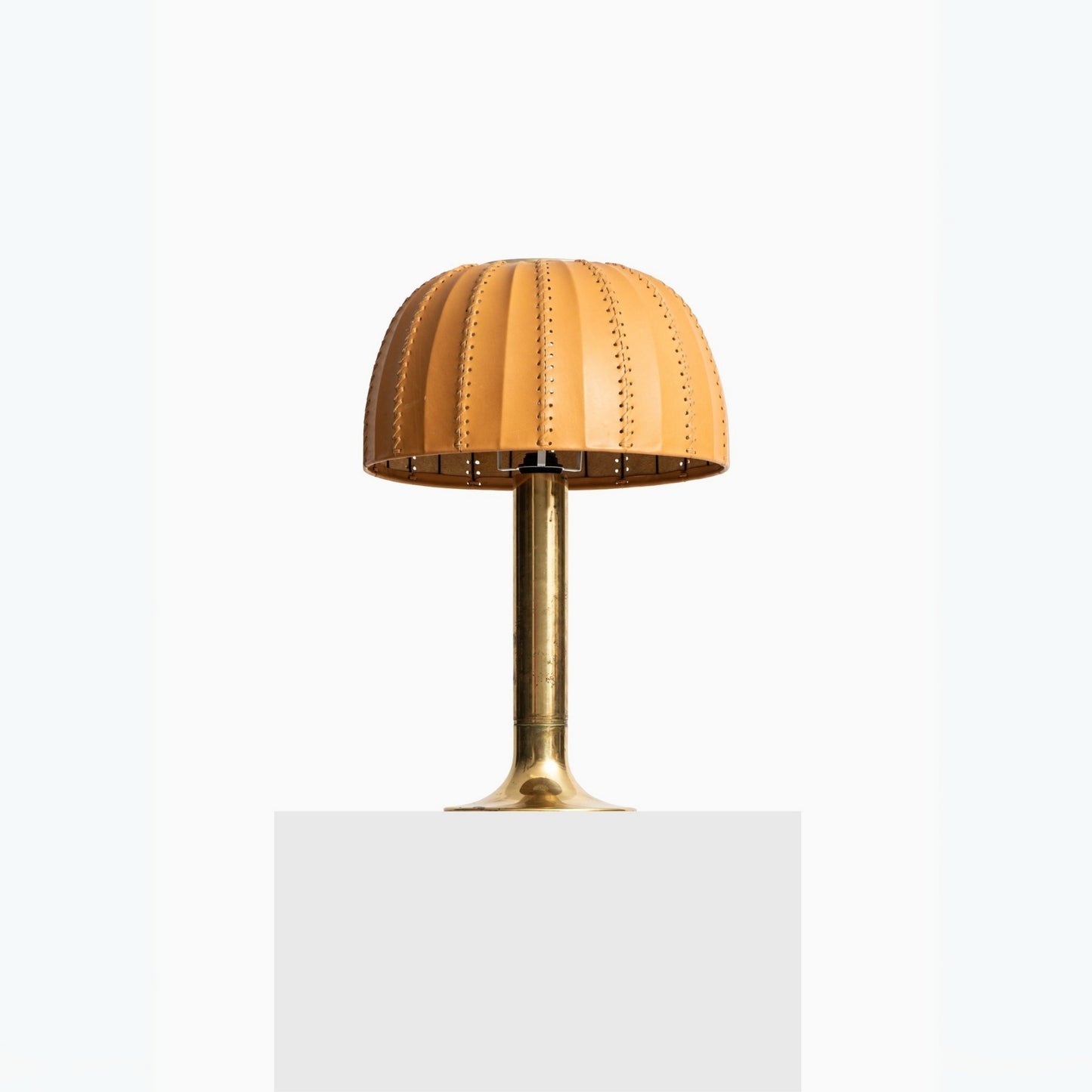 Leather Shade Brass Base Table Lamp