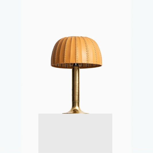 Leather Shade Brass Base Table Lamp