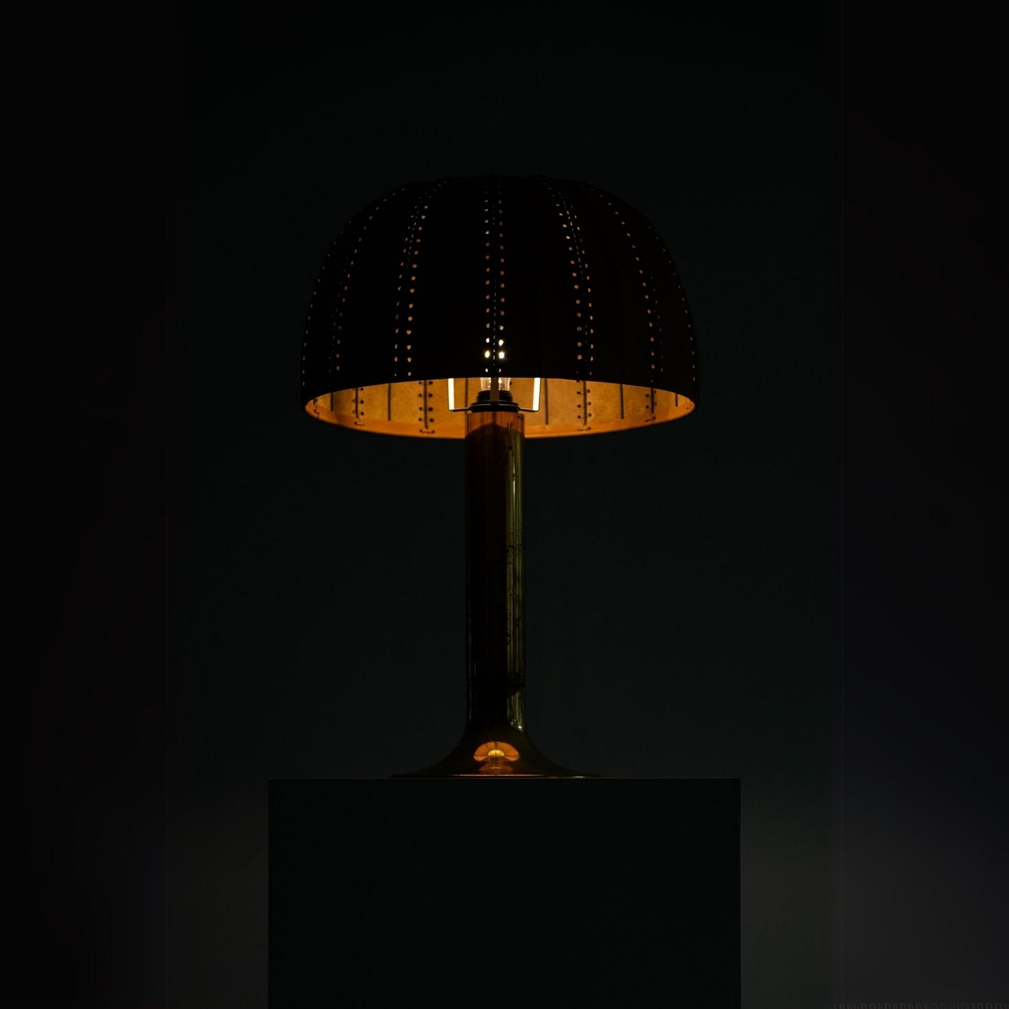 Leather Shade Brass Base Table Lamp