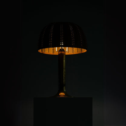 Leather Shade Brass Base Table Lamp