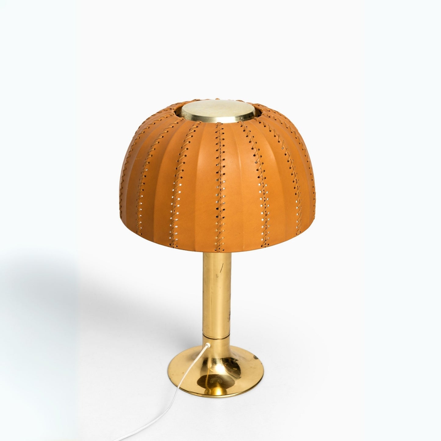 Leather Shade Brass Base Table Lamp