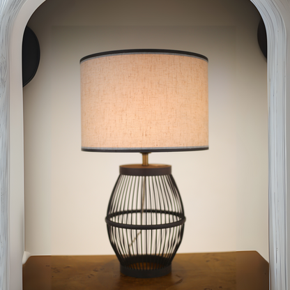 Jute Shade Black Base Table Lamp