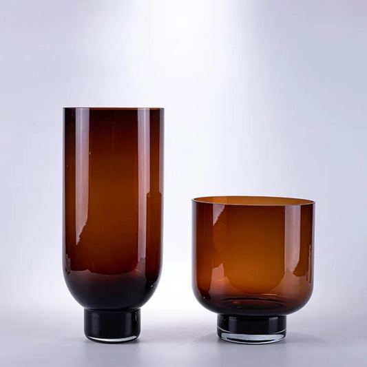 Red Brown Classic Handmade Glass Flower Vase