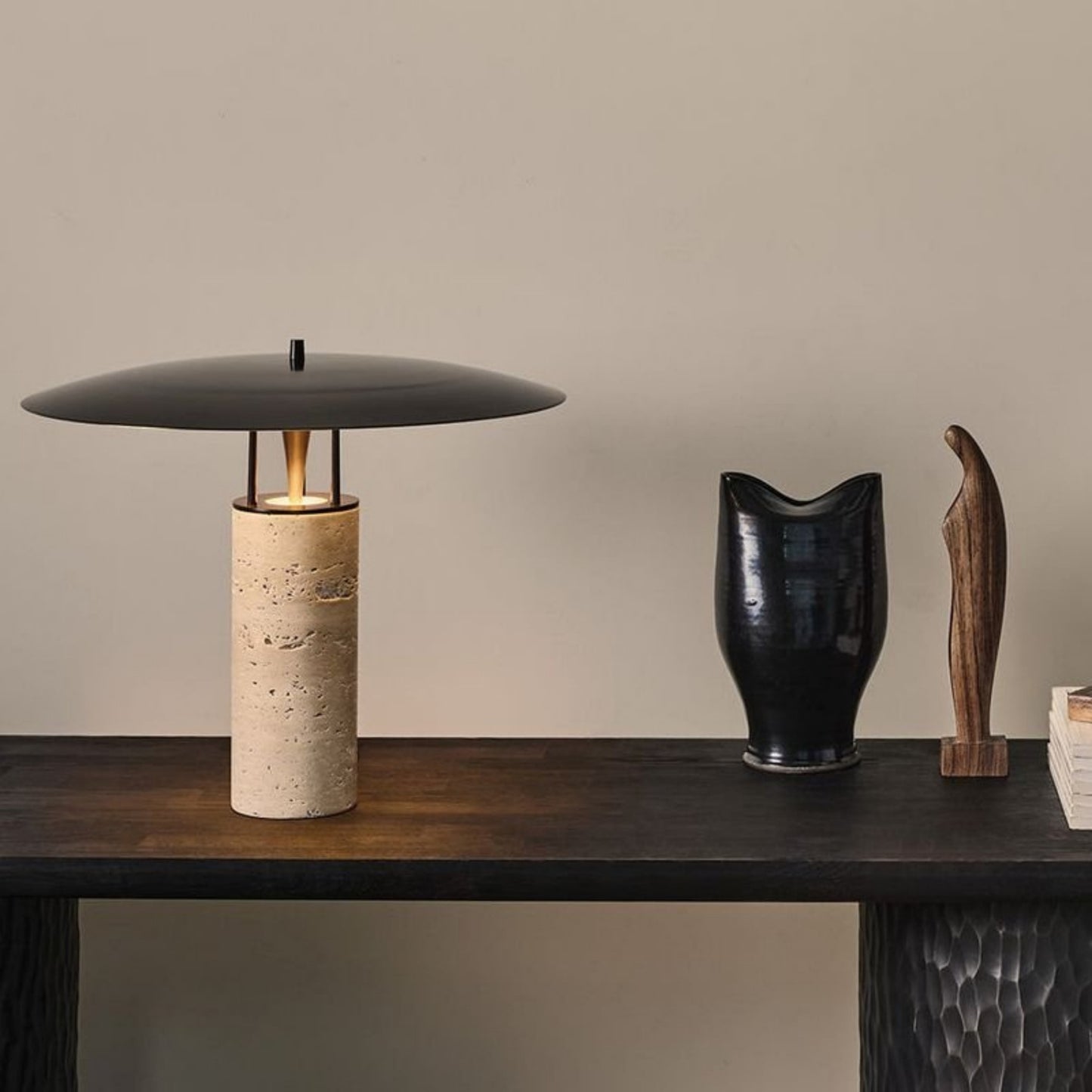 Travertine Mushroom LED Table Lamp