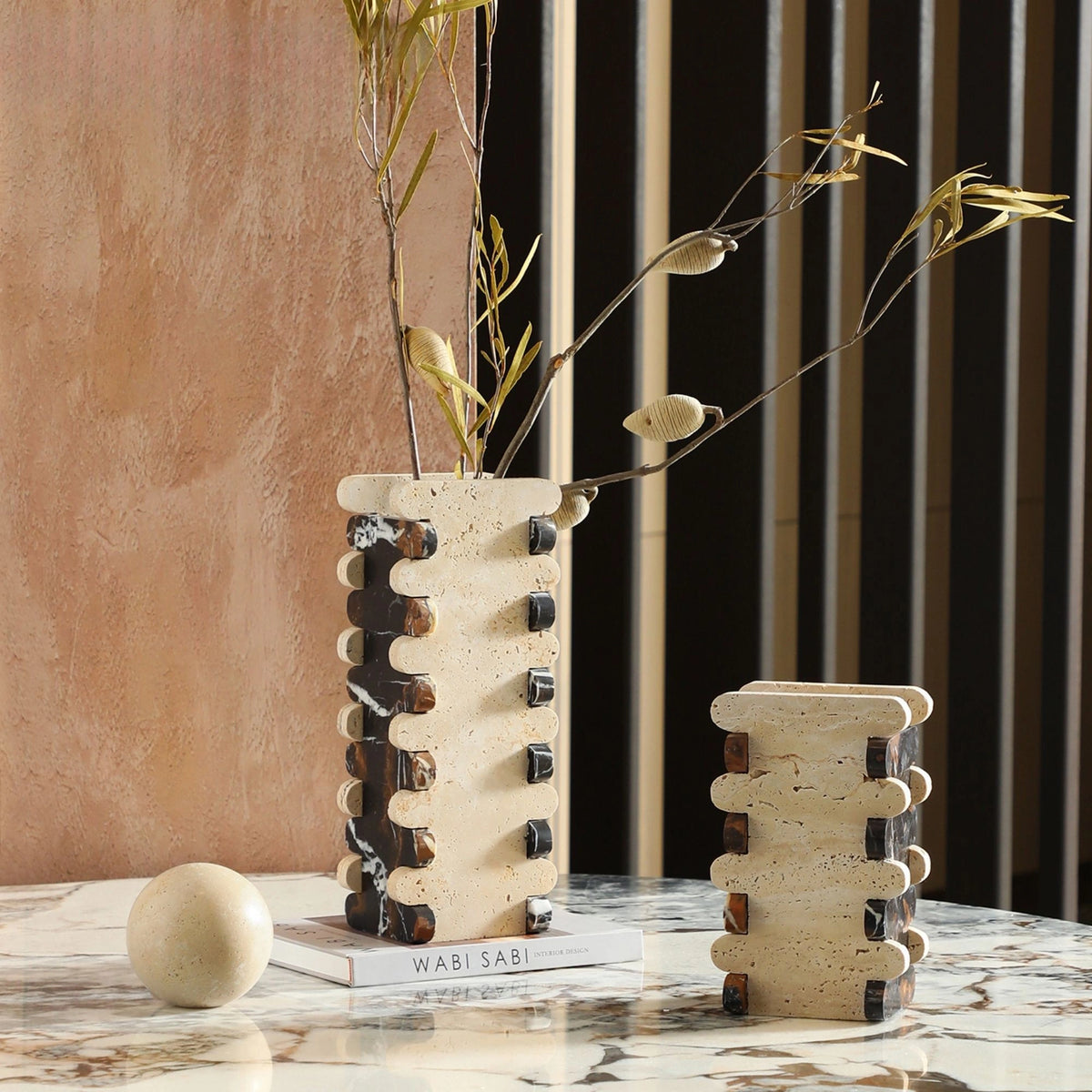 Beige Stone Dovetail Flower Vase