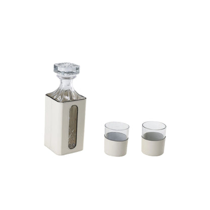 Clear Glass Decanter With 2 Small Glass Set (Brown, White)