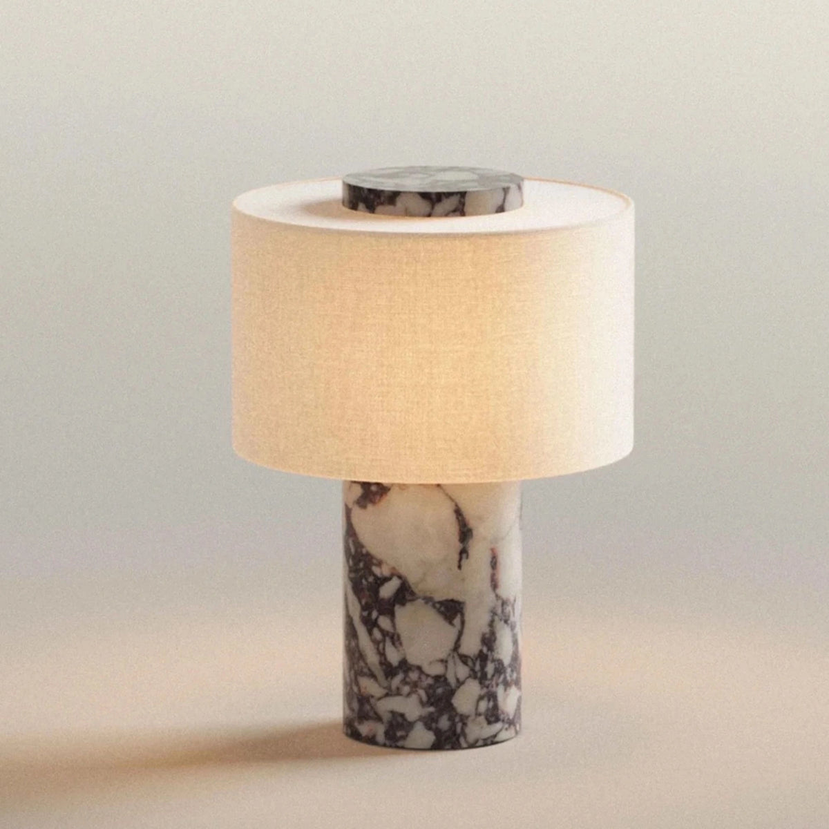 Marble Table Lamp with Fabric Shade