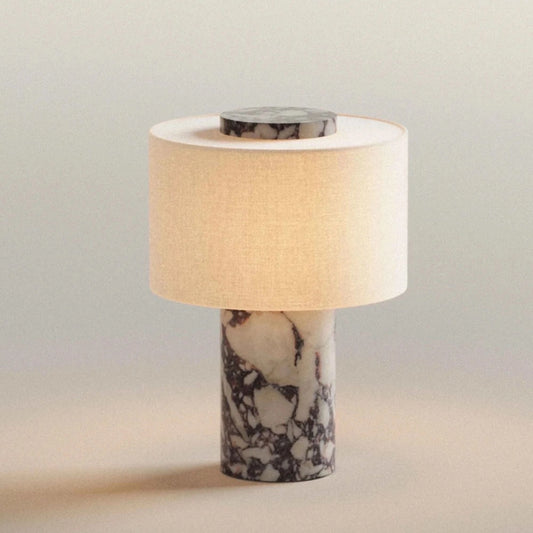 Marble Table Lamp with Fabric Shade
