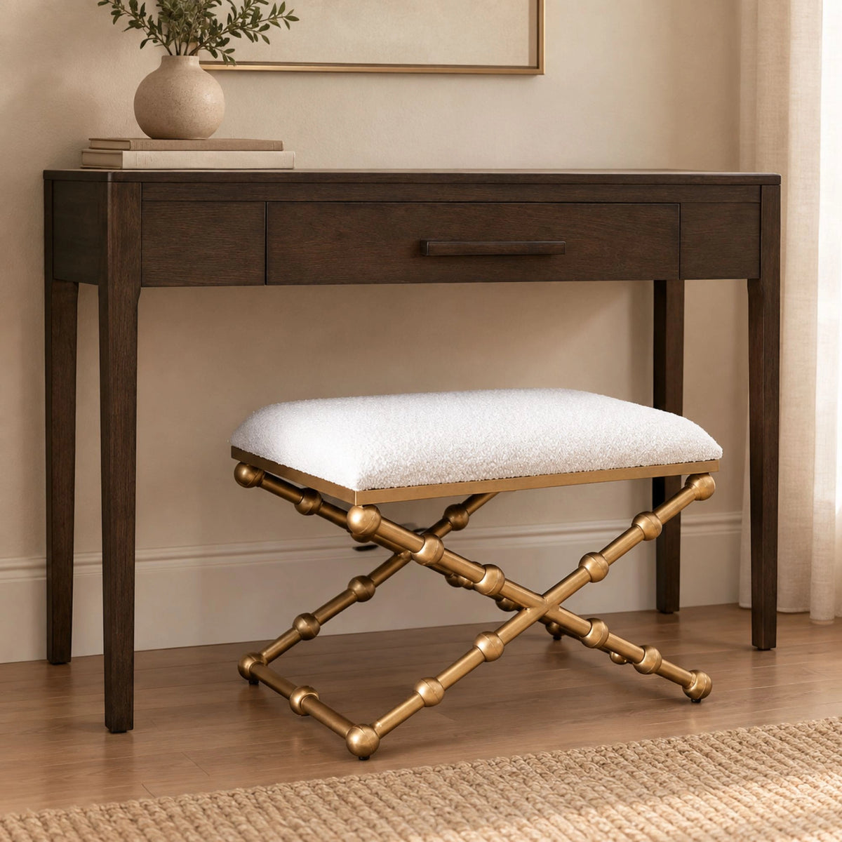 Upholstered Iron 27 Ball Stool