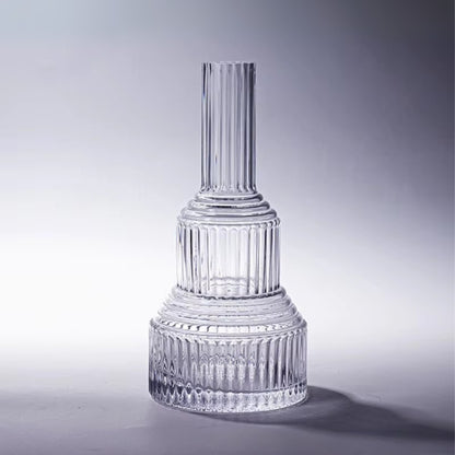 Transparent Geometric Hand Blown Glass Vase