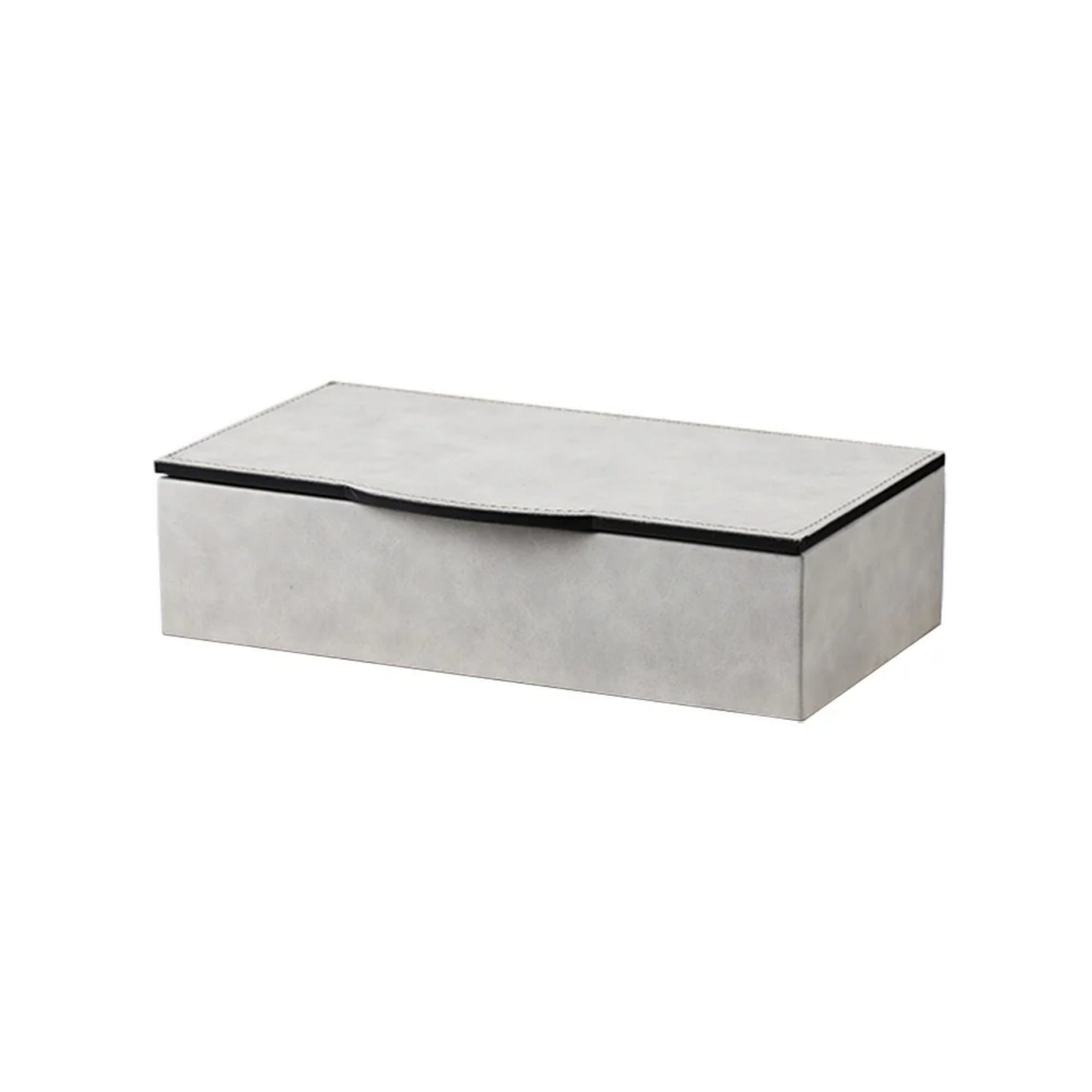 Wooden Leather Jewelry Square Box (White, Coffee)