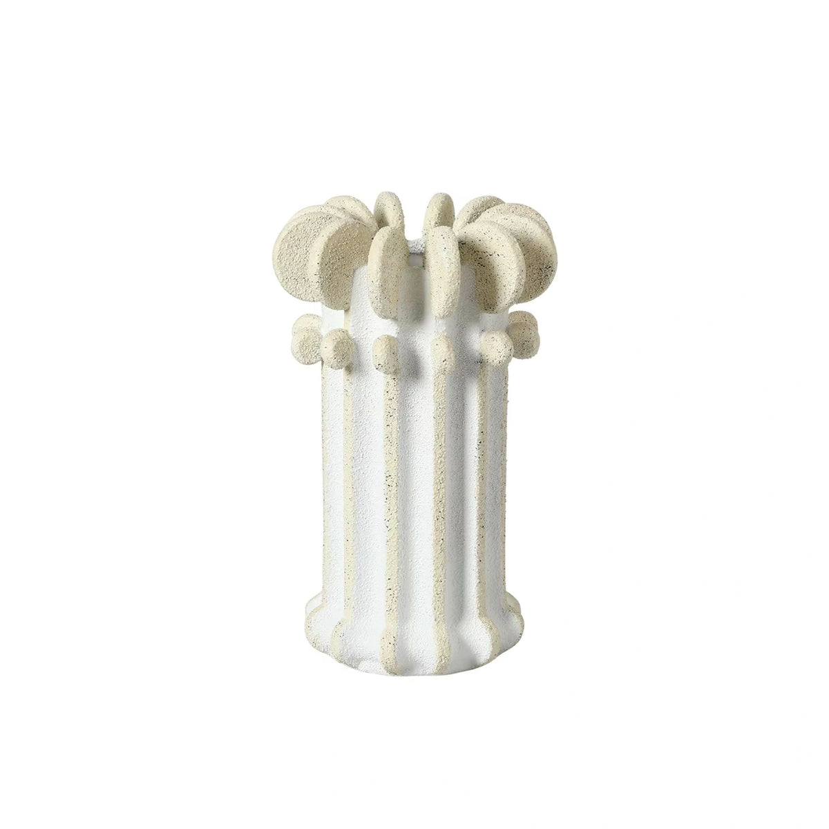 Disc Design White Sand Flower Vase
