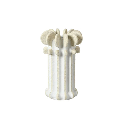 Disc Design White Sand Flower Vase