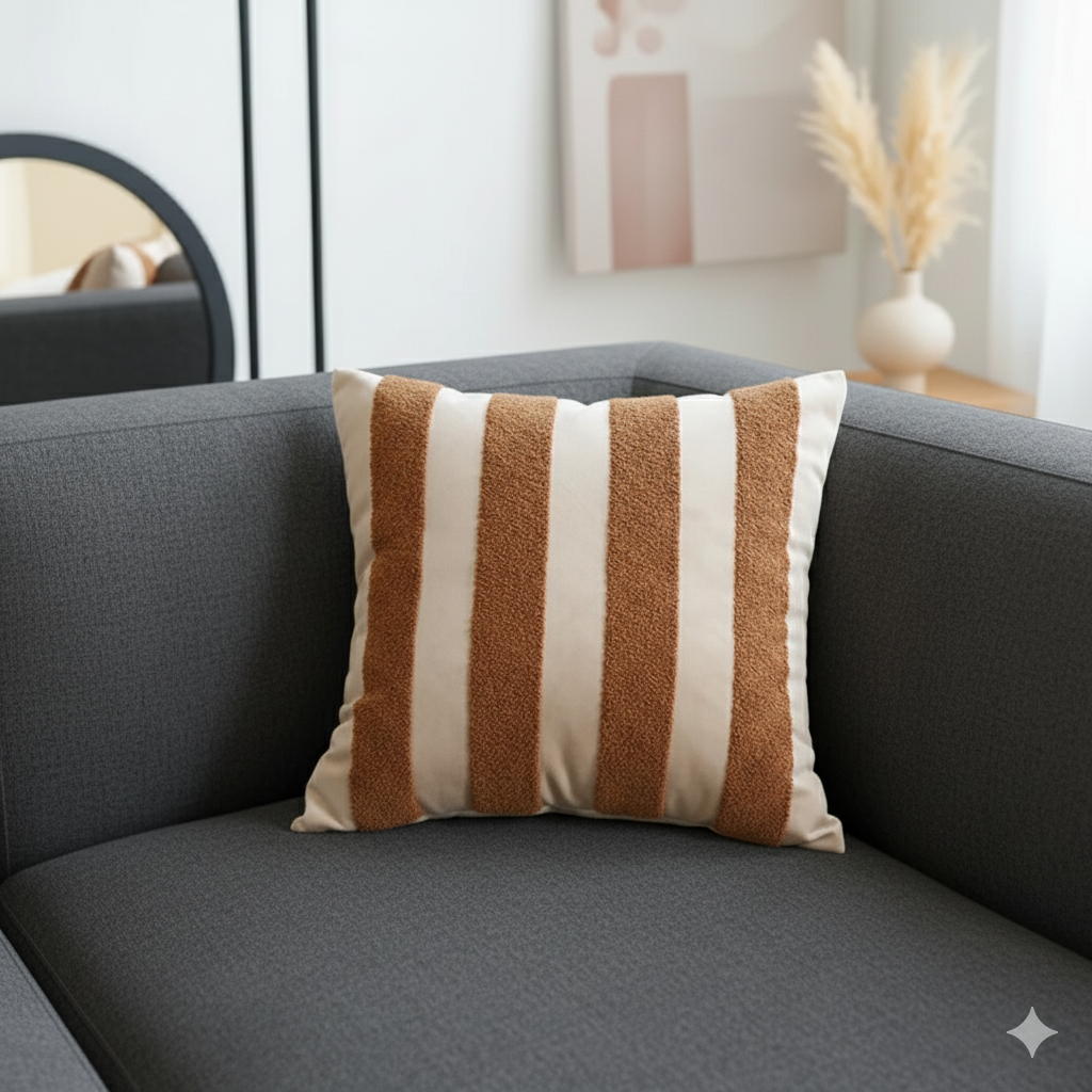 Tuft Embroidery Cushion Cover, Backside In Plain