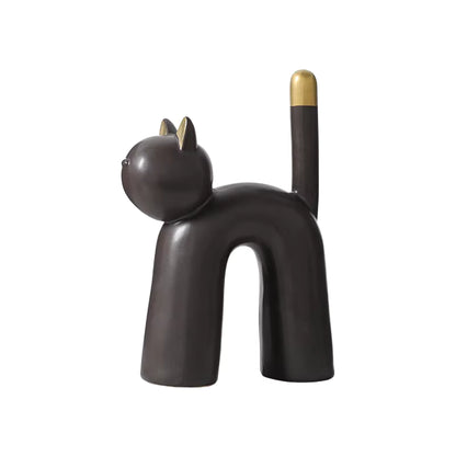 Black Ceramic Cat Figurine Decorative Ornament